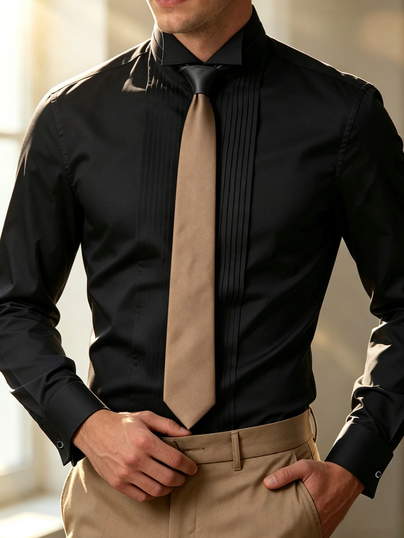 FGKKS Men Shirt New European Luxury Long Sleeve Smart Casual Banquet Elastic Wrinkle-free Male Business Dress Shirts