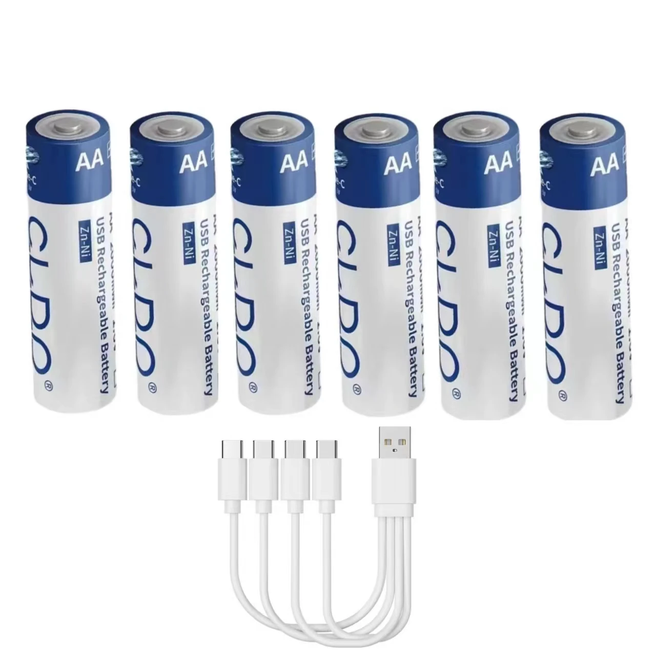 6pcs/lot 1.6V AA rechargeable battery Ni-Zn 2000mWh USB rechargeable battery charges via Type-C cable