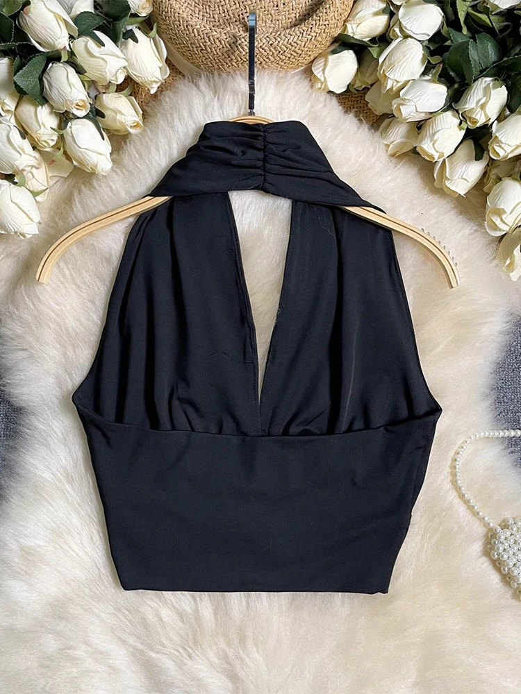 Top corto gótico negro para mujer, camisola Vintage con hombros descubiertos, corsé en V oscuro, Top Y2k, chaleco Sexy, camiseta sin mangas, ropa coqueta de los años 2000 para verano