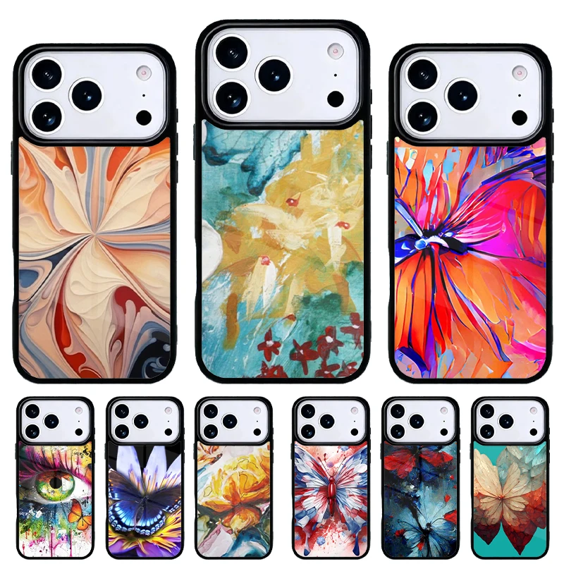 Funda mariposa azul y roja para iPhone 15 14 13 Pro Max – Diseño