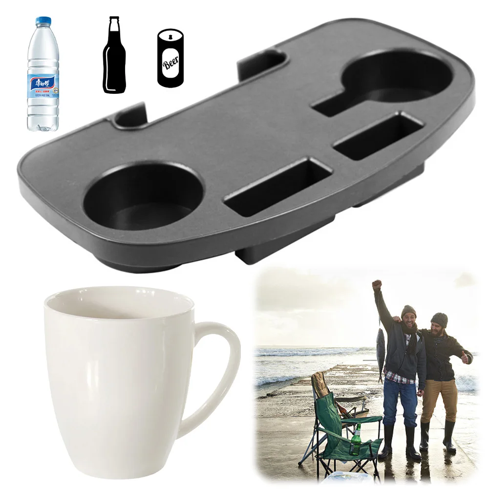 Clip Table Tray with Mobile Device Slot Folding Camping Chair Clip Side Table Chair Cup Holder for Fishing Camping Beach
