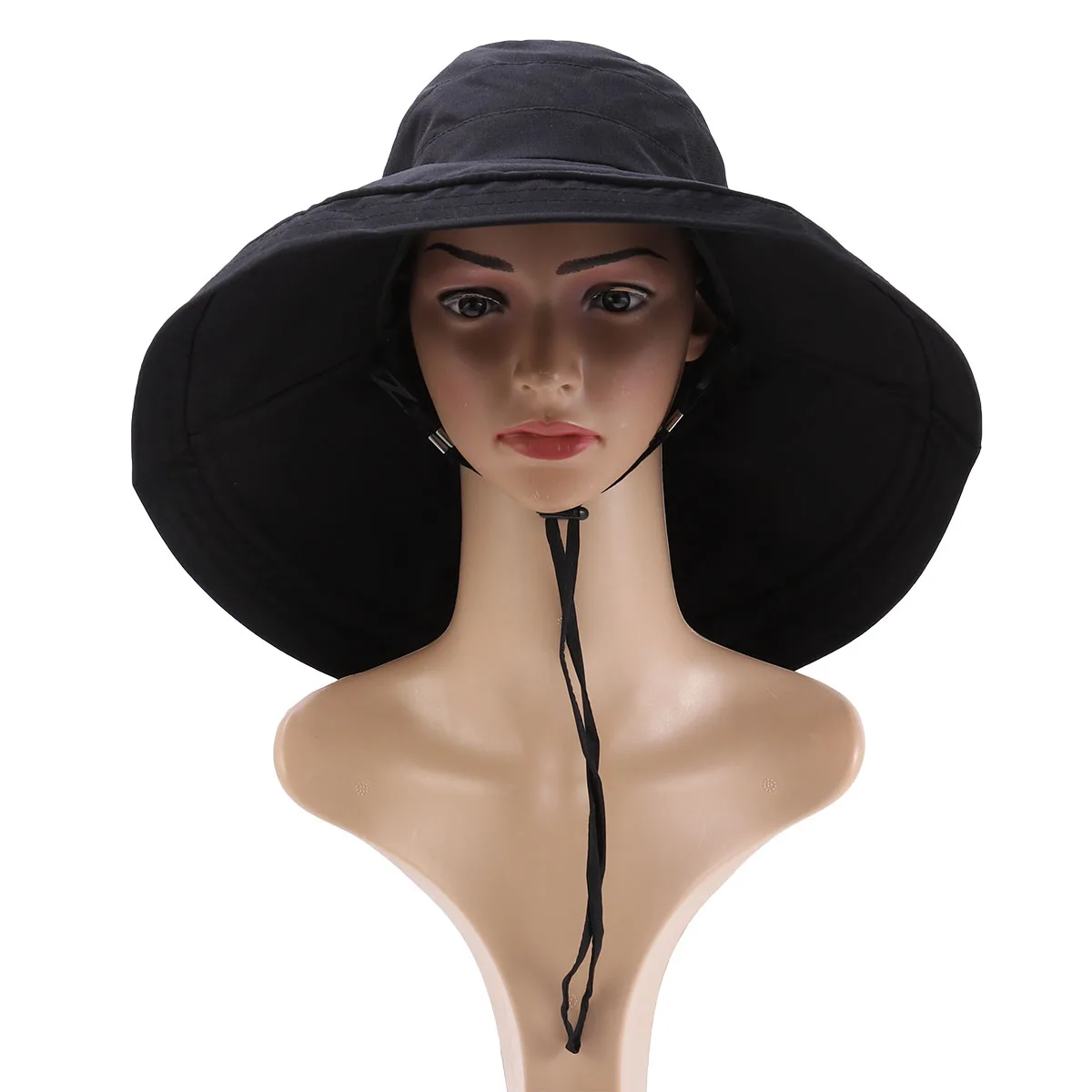 

Wide Brim Bucket Hat for Fishing Camping Hiking Black Large Size Misses Hats Big Visor Sun Protection Outdoor Sports Casual Use