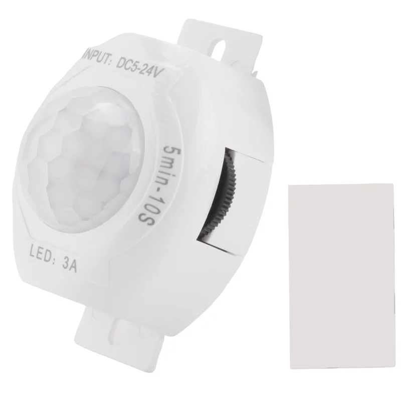 B50B-3X Rilevatore sensore di movimento a infrarossi PIR DC5-24V Interruttore timer accensione/spegnimento automatico Luce LED domestica (Bianco)