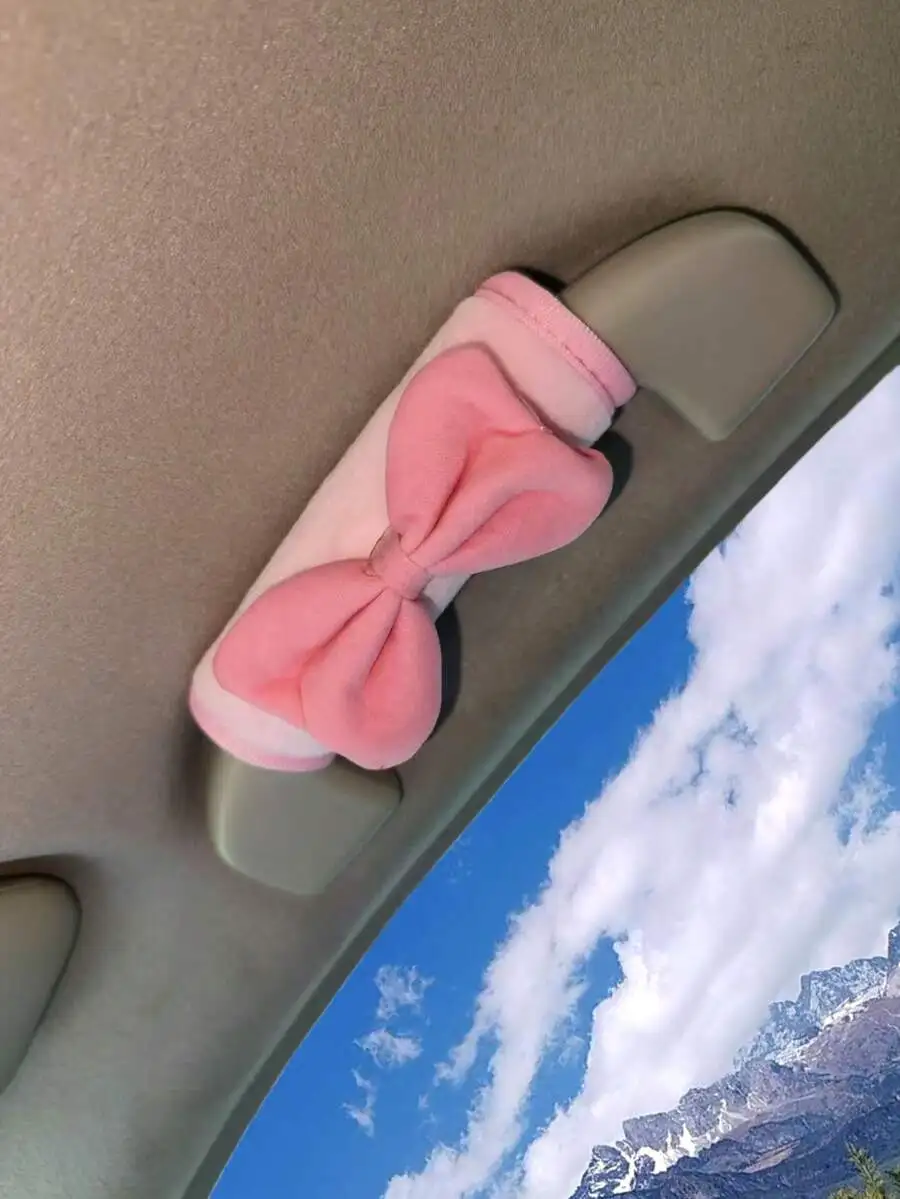 

1pc/2pcs Car Door Handle Cover,Soft Bow-Knot Car Door Handle Protector, Armrest Sleeve Cover, Fit For Universal Car