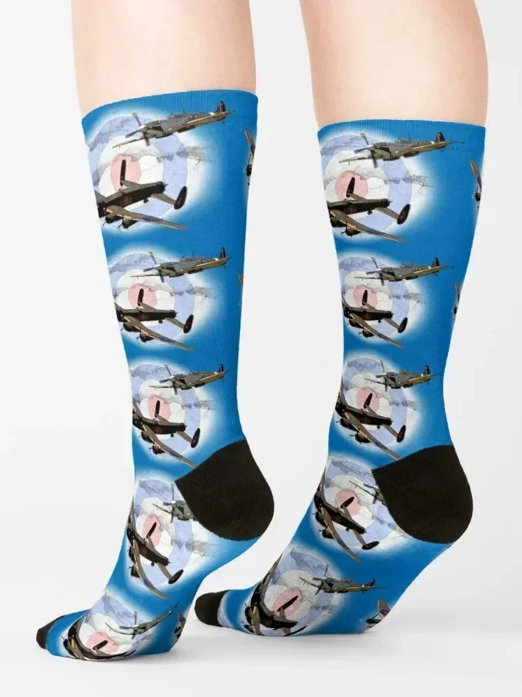SPITFIRE AND LANCASTER aircraft Socks ankle sport winter Children's Man Socks Women's