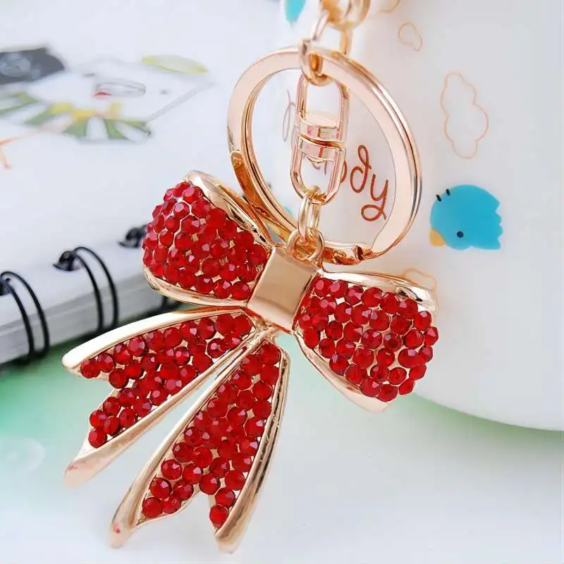 1 PC Sparkly Golden Color Rhinestone Bow Keychains for Women,Charms for Key Purse Handbags Backpacks Best Gifts for Mom