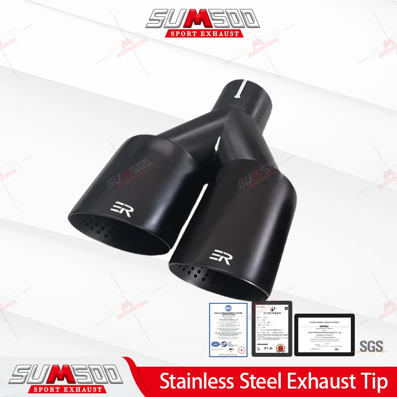 1piece SUMSOONew Upgrade Stainless Dual Exit Exhaust Tips for Universal car accessories Muffler Tip Nozzle Modify inlet 60/63MM
