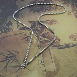 Fashion Stainless Steel Square Pearl Pendant Tag With Chain For Men And Women Necklace Gift Wholesale