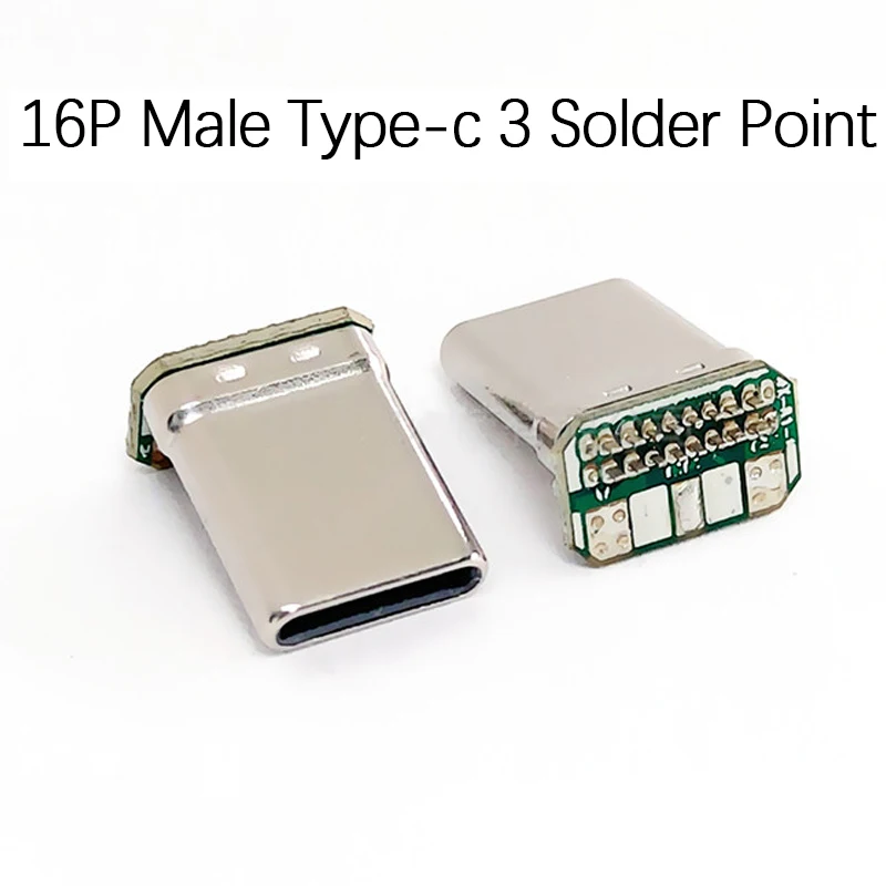 

2-5PCS 16p Male USB C TYPE-C Plug Vertical Data Charging Port With 2/3/4/5/6 Solder Point PCB Usb C Connector With Test Board