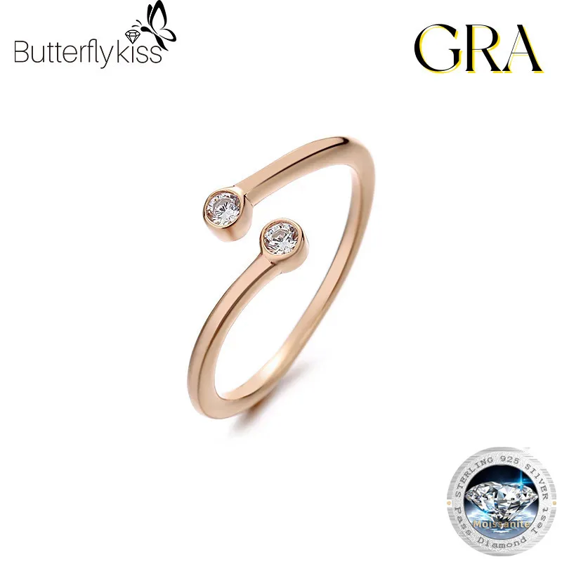 

Butterflykiss New 925 Sterling Silver Noble Opening Moissanite Sparkling Retro Ring Fit For Original Women's Party Jewelry Gifts