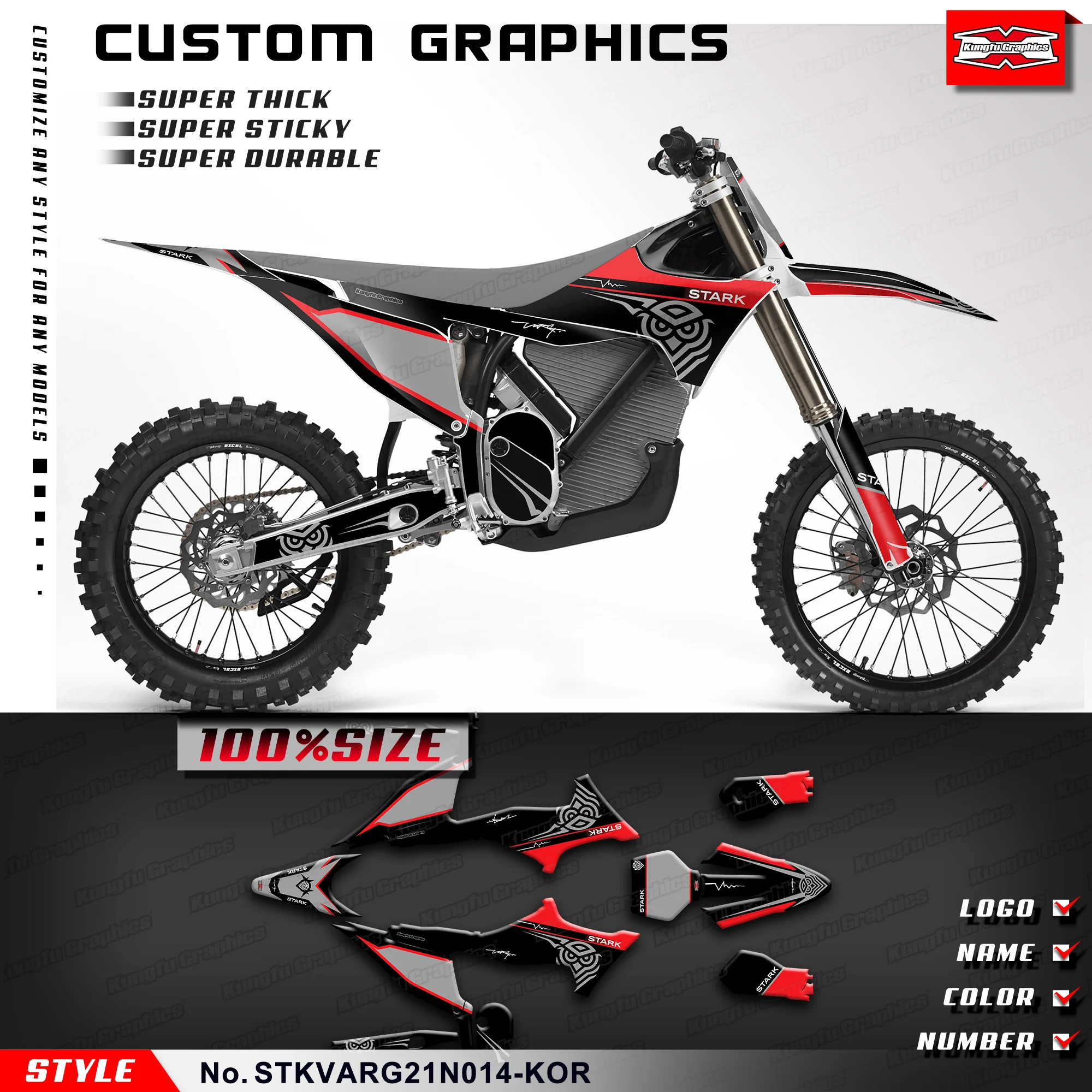 KUNGFU GRAPHICS Racing Graphics Adhesive Sticker for Stark Future Varg Dirt eBike, Refurbishing, Electric Dirt Bike Decals