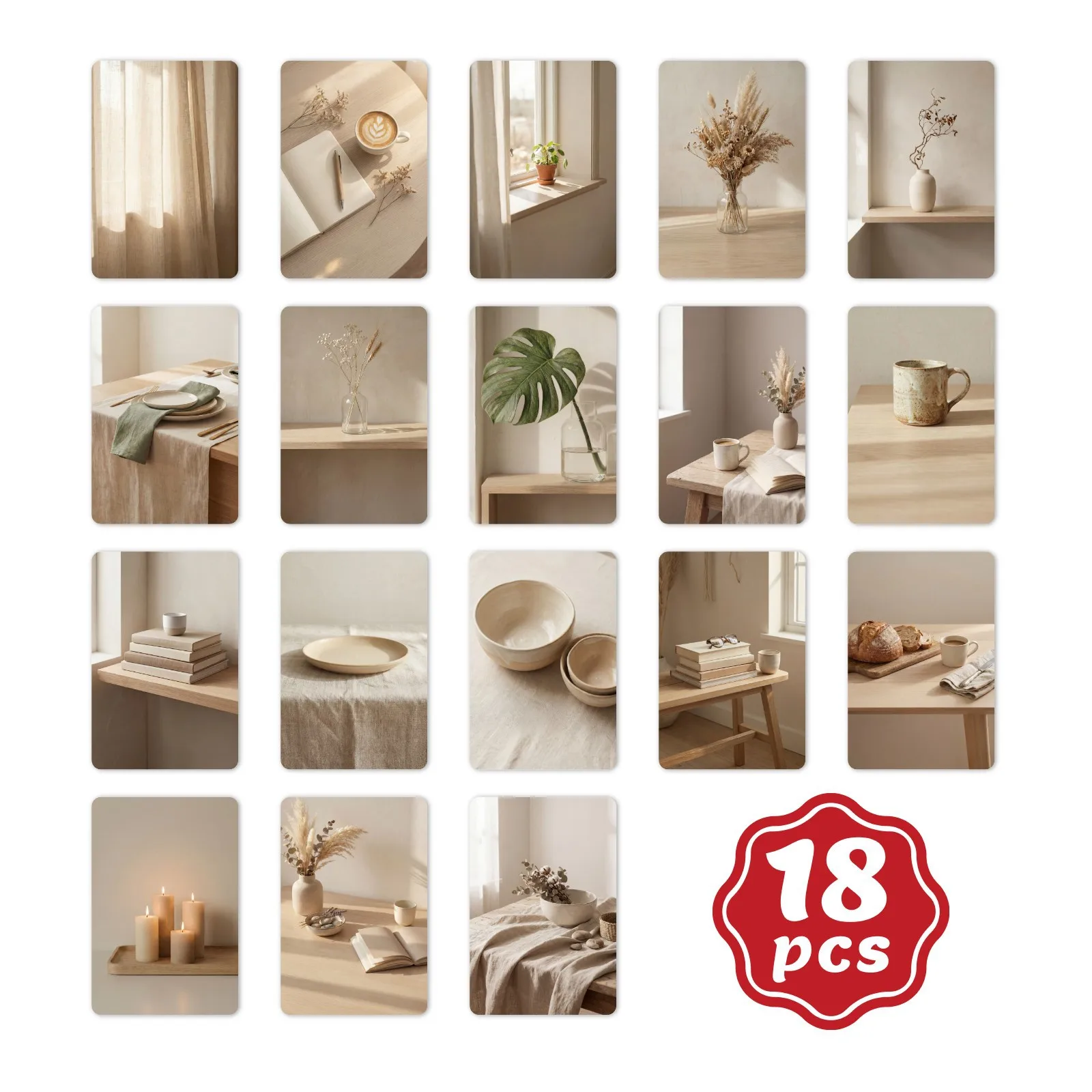 18 Japanese Nordic Style Aesthetic Postcards Minimalist Modern Pure Visual Cards Blessing Card Set for Home Decor