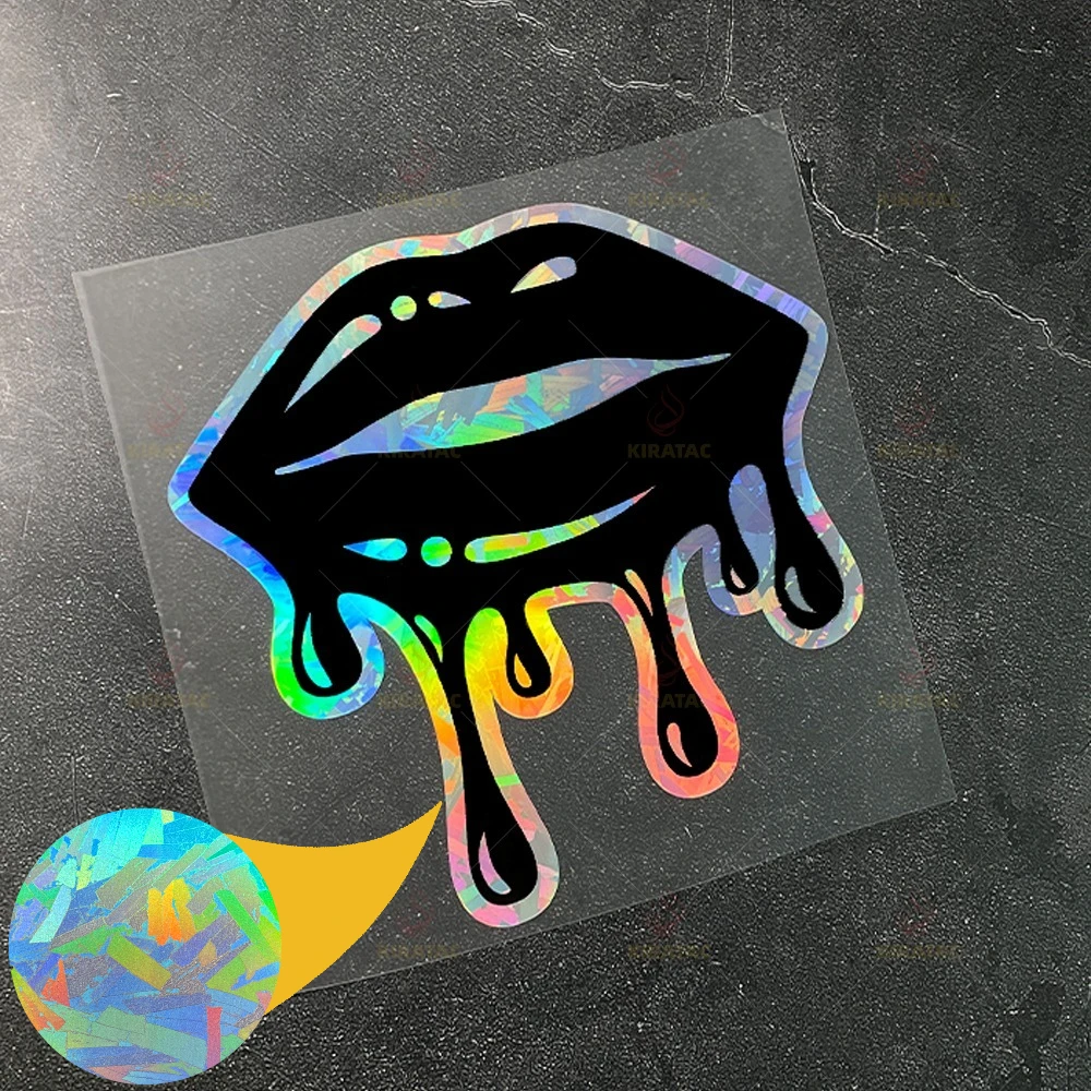 1Pc Holographic Dripping Lips Vinyl Sticker Waterproof Rainbow Gradient Decal for Car Motorcycle Helmet Laptop Scooter