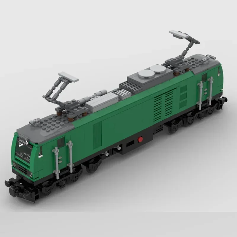 MOC City Freight Railway Train Set Red Locomotive Model Building Block Assembly Transport Vehicles Collection Series Toy Gifts