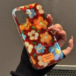 월풀 패턴 레트로 작은 꽃 전화 케이스 iPhone 11 12 13 14 15 16 pro max