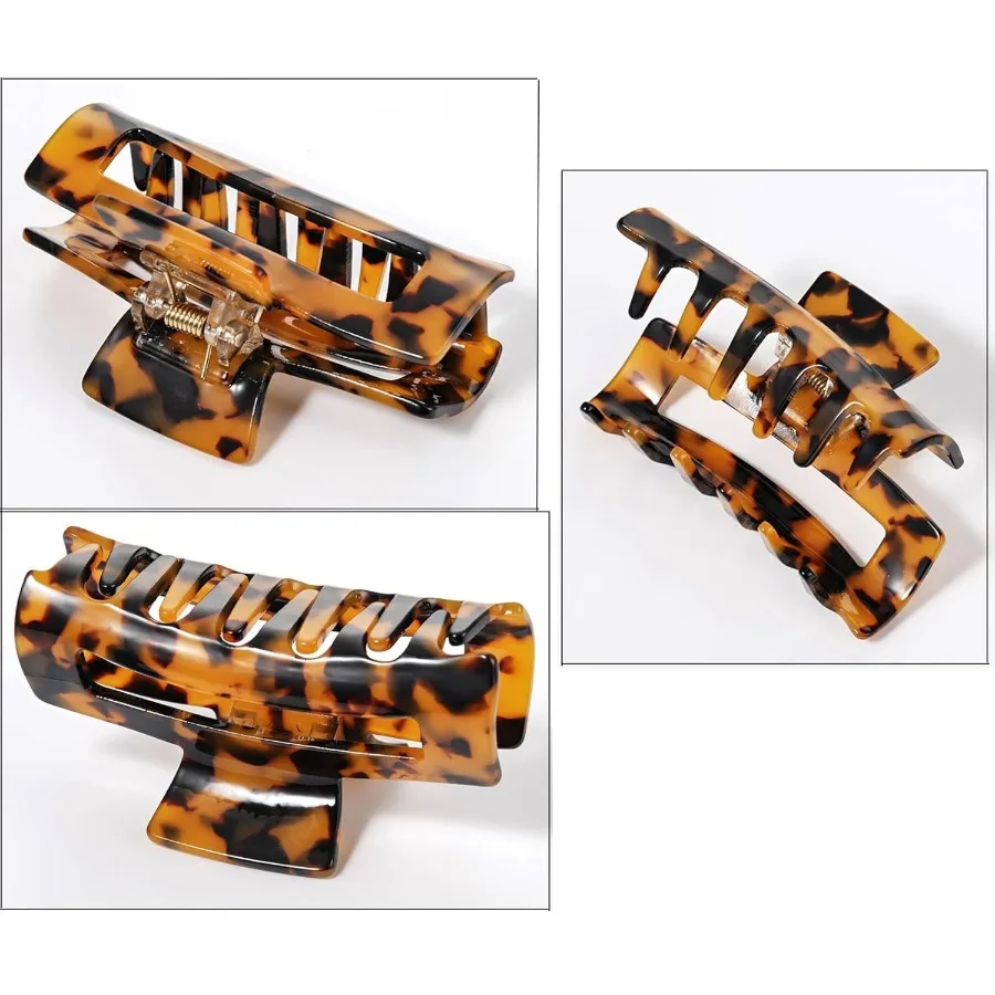 4 قطعة مشبك شعر خلات مقاطع للنساء الفتيات الفرنسية فراشة الفك المشابك الشعر مع حورية البحر اللون كراب تصميم ليوبارد طباعة S #4