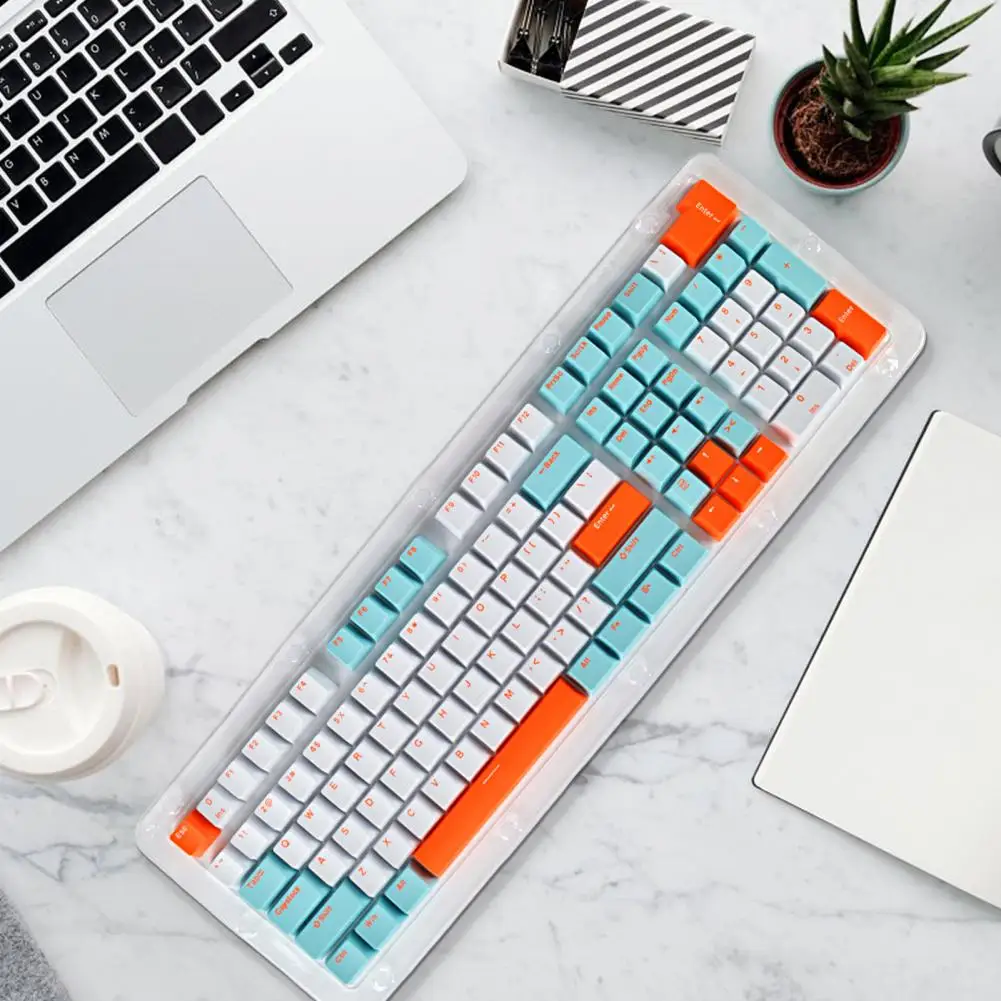 Fashion 113Pcs Eco-friendly PC Keyboard Tri-color Key Cap Anti-skid Computer Key Cap 3 Color-Block