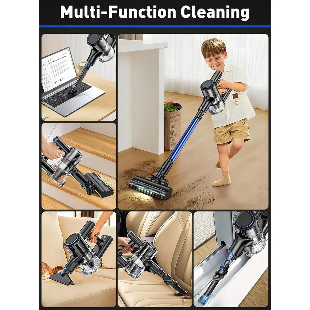 45KPA 8 in 1 Lightweight Vacuum Cleaners for Home, 50Mins Anti-Stick, LED Display, Rechargeable Vacuum for Pet Hair/Carpet/Floor view 5