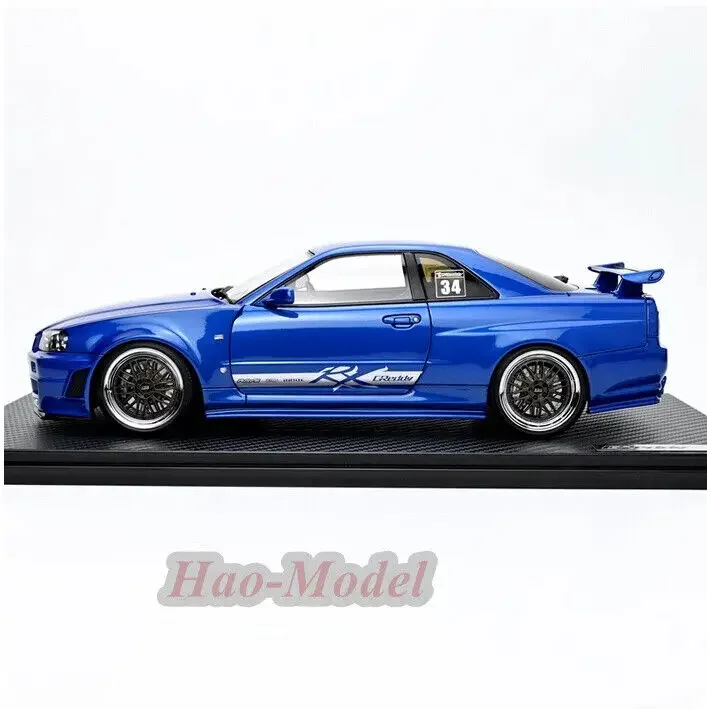 IG 1/18 For Nissan TRUST GReddy 34RX HKS BNR34 Resin Car Model Diecast Simulation Toys Birthday Gifts Hobby Display Collection