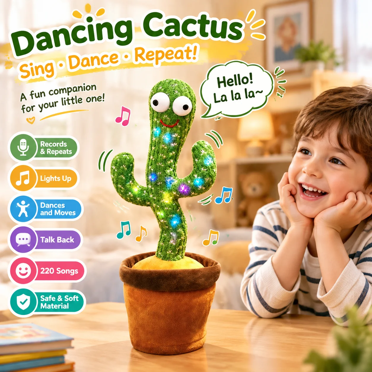 Cactus puzzle toys that can speak and dance, cactus children who can learn to speak, early childhood education toys