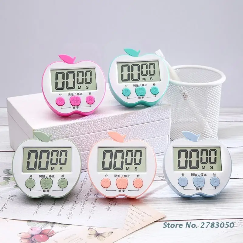 Electronic Digital Timer Cooking Shower Study Stopwatch Alarm Clock Apples Shaped Electronic Cooking Countdown for Home