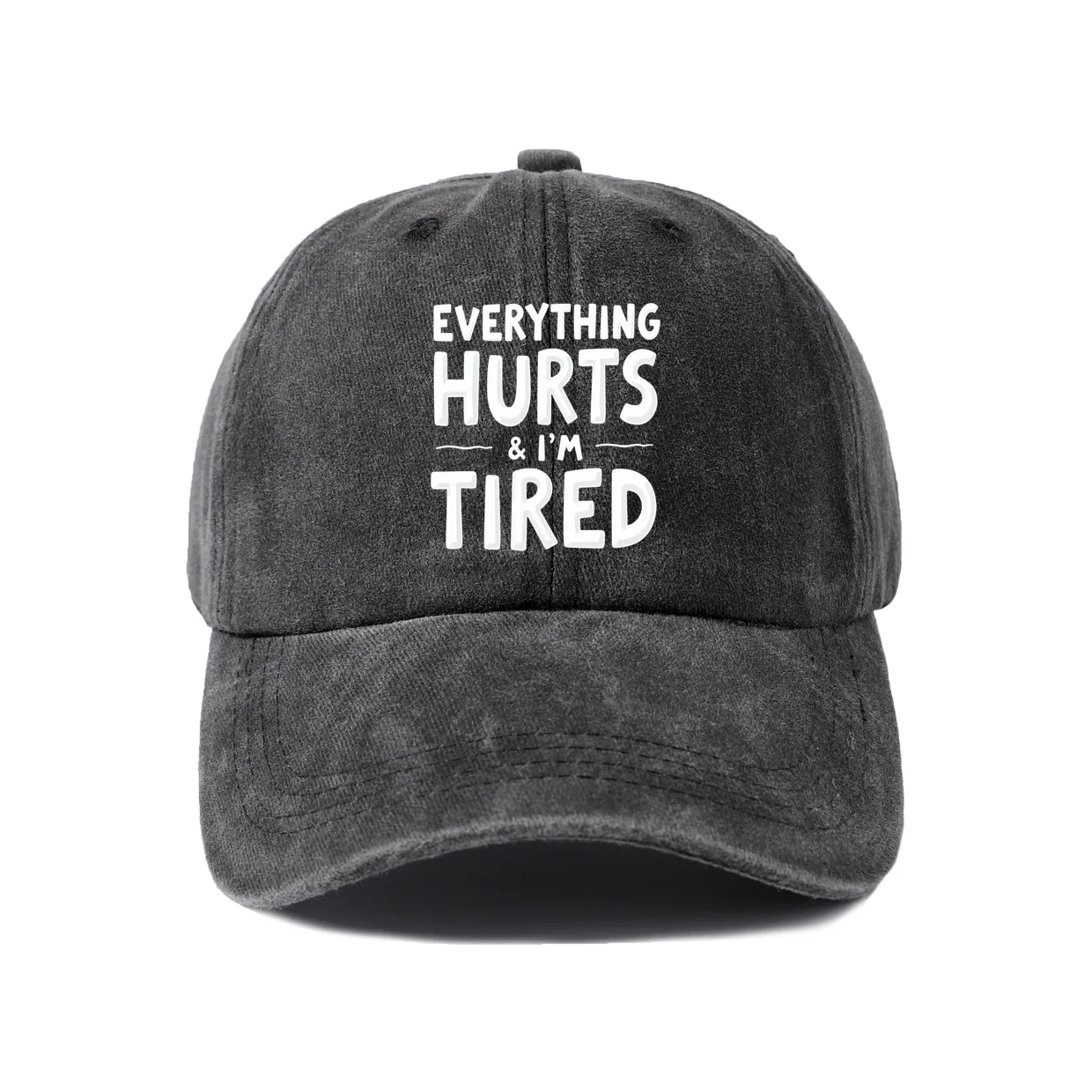 Retro Typography Graphic Graphic Baseball Cap, Vintage Washed Adjustable Unisex Dad Hat, Casual Gift