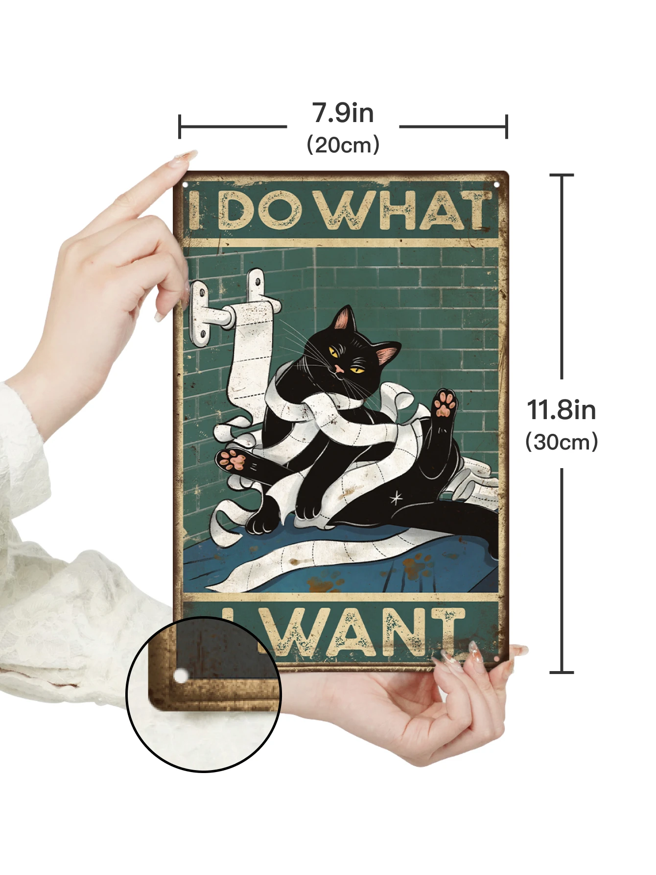 Putuo Decor Black Cat Tin Sign, Poster Wall Art Decor for Toilet Restroom Bathroom Wall Decor, 7.8 X 11.8 Inches, I Do I Want