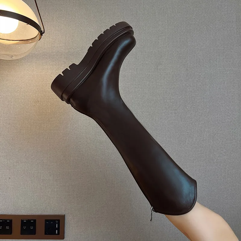 Botas altas de pierna gruesa Botas anchas y gordas para otoño e invierno Botas de talla grande para mujer