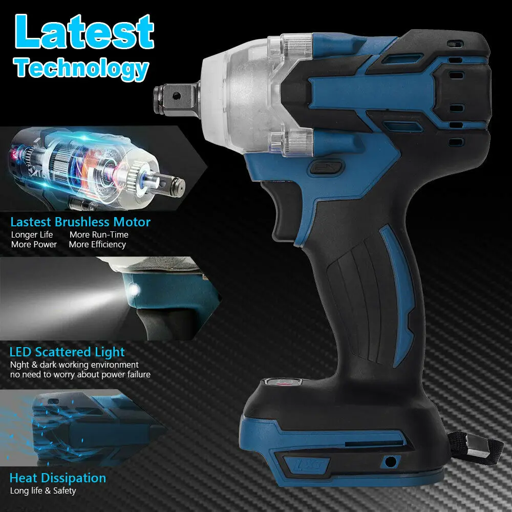Imagem -04 - Chave de Impacto Elétrica Chocalho Arma Chave de Fenda Velocidade Ferramenta Elétrica com Peças Impart Soquete sem Escova para Makita Bateria 18v 520nm