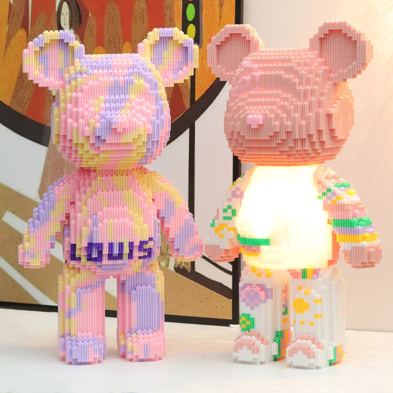 Lovely Bear Connection Building Blocks Particles DIY Assembly Painting 32cm Mpin Series Mini Bear Bricks Figure Toys For Decor