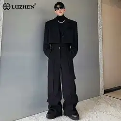 LUZHEN 2025 Spring Fashion New Loose Blazer Jacket Straight Casual Pants Men's Elegant Trendy Two-piece Sets Many Pockets Ad8405