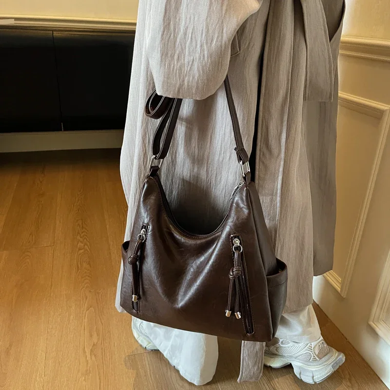 

Высококачественная женская кожаная сумка через плечо, элегантная женская сумка через плечо, модная винтажная классическая сумка-тоут