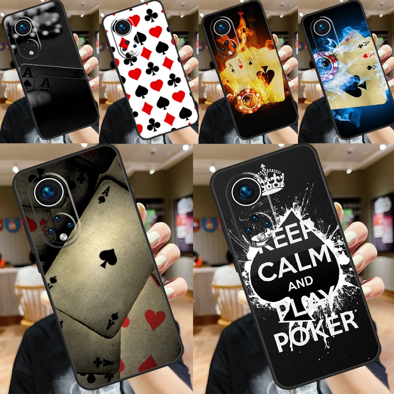 Spades Poker Play Cards Ace Art Case For Honor 90 Lite 70 50 Magic 6 5 Pro Honor X8a X9a X6a X7a X8 X9 X8b X9b Back Cover