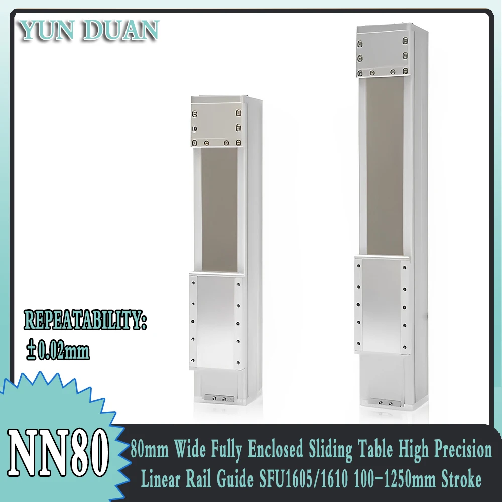 80mm Wide Fully Enclosed Sliding Table 90kg Load High Precision Linear Rail Guide SFU1605/1610 Repeated Accuracy ±0.02mm