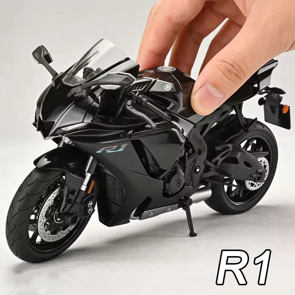 

Модели мотоциклов R1 R3 из сплава 1:12, игрушечные машинки, миниатюрные мотоциклы с поворотными колесами, светом и звуком, украшение для стола