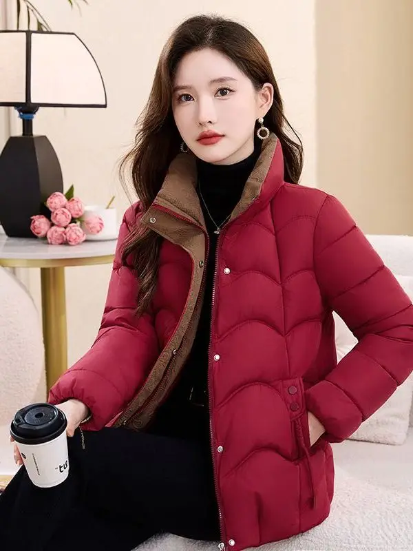 

Winter Thiened ort down Cotton Jaet Women's Faionable Warm Coat Korean Sle Loose Fit Long Sve Zipper Closure