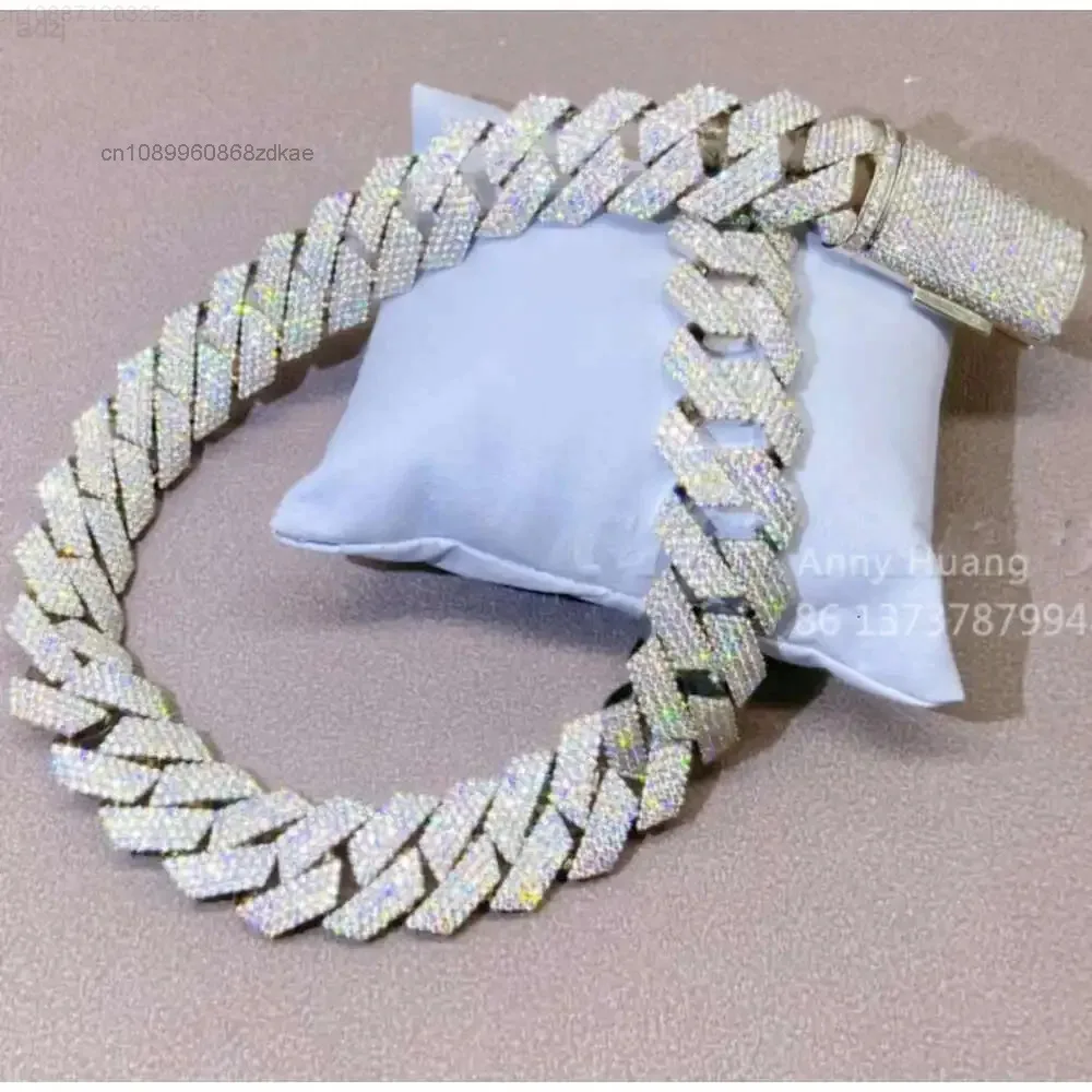 

Luxury Newest 10k 14k 18k Solid Gold Iced Out 14mm Vvs Moissanite Diamond Cuban Link Chains Necklace Hip Hop Mens Jewelry
