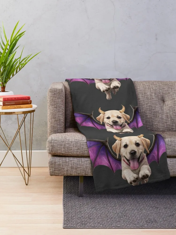 Labrador with bat wings Throw Blanket Multi-Purpose Sofa Throw Winter beds Polar Blankets