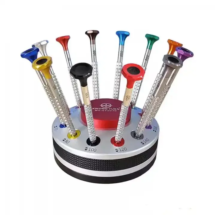 12PCS high-quality screwdriver set with bottom bearing that can rotate for watch repair