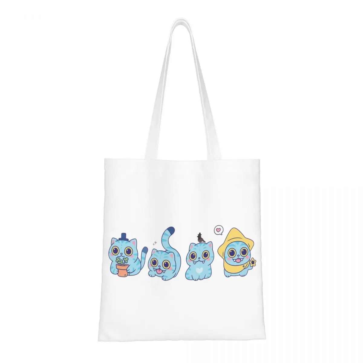 

KPop Demon Hunters Cute Tiger Canvas Tote Handbag Grocery Bags Reusable Shopper Bags for Unisex