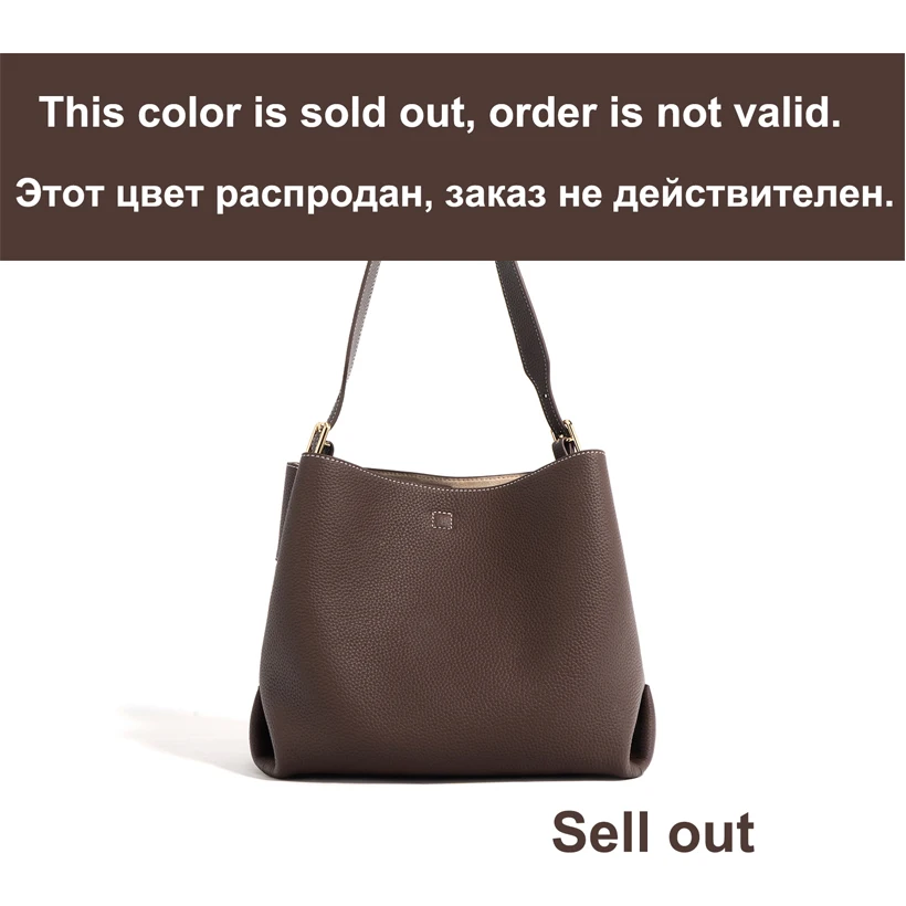 AVRO\'s MODA Female Genuine Leather Shoulder Bag Fashion Lady Commute Messenger Bag Solid Color Classic Women Bucket Tote Bags