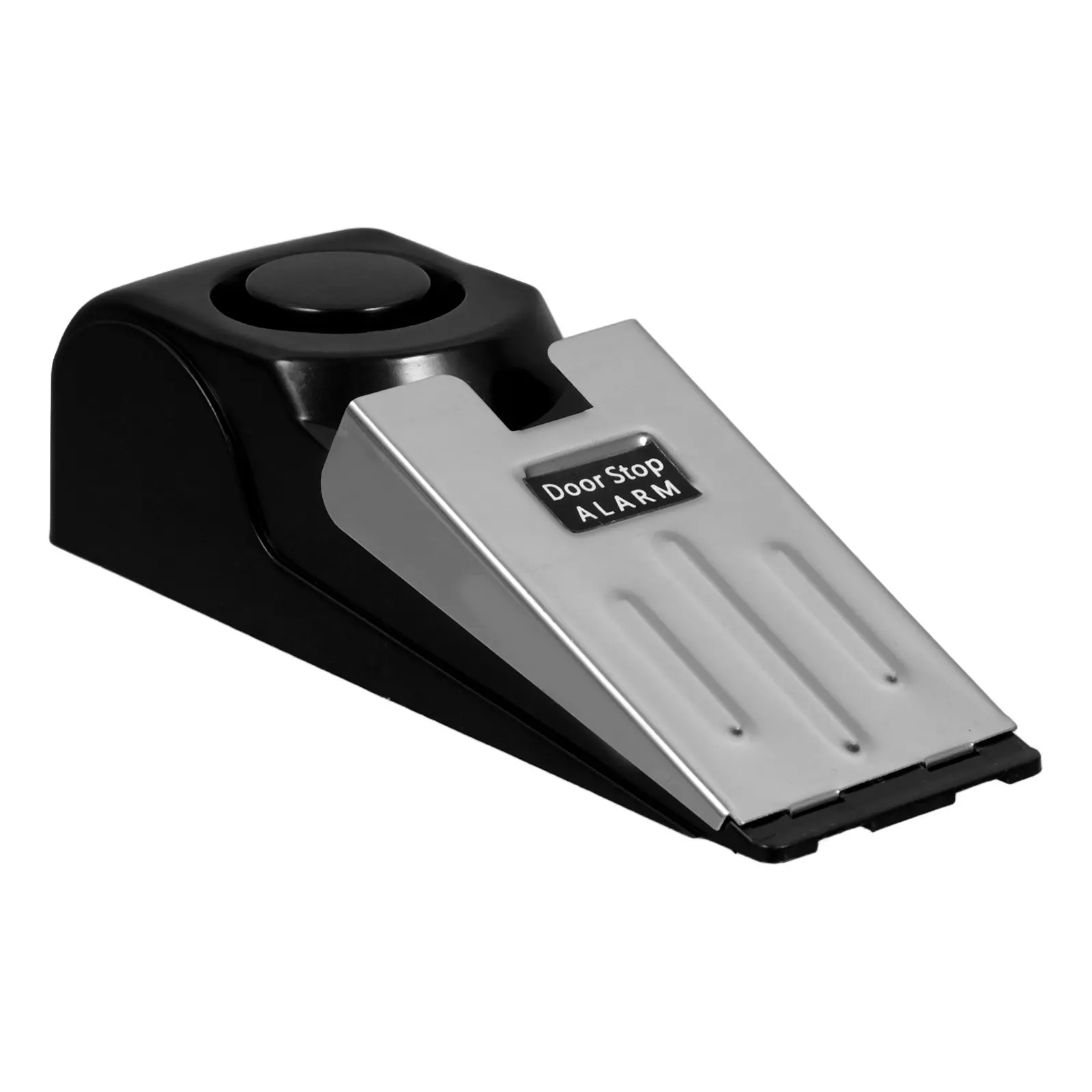 120Db Door Stopper Alarm Black Metal Door Stopper Wedge Anti-Skid Triggered Alarm Security for Home Office Travel