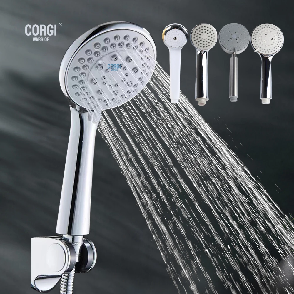 High Pressure Shower Head Handheld 1/3/5 Modes Shower Head Abs Plastic and Stainless Steel with Hose and Holder for Wholesale