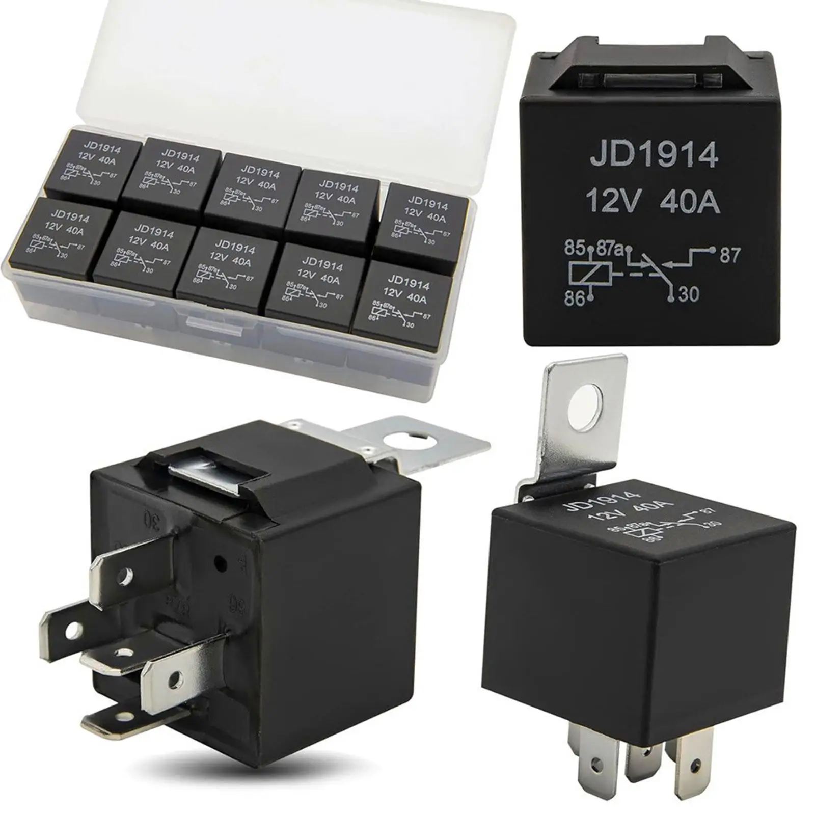 10Pcs 5 Pin 12V Relay Switch Weatherproof 40A 30A Heavy Duty Automotive Set Multi Purpose Relay for Auto Cars Van Boat