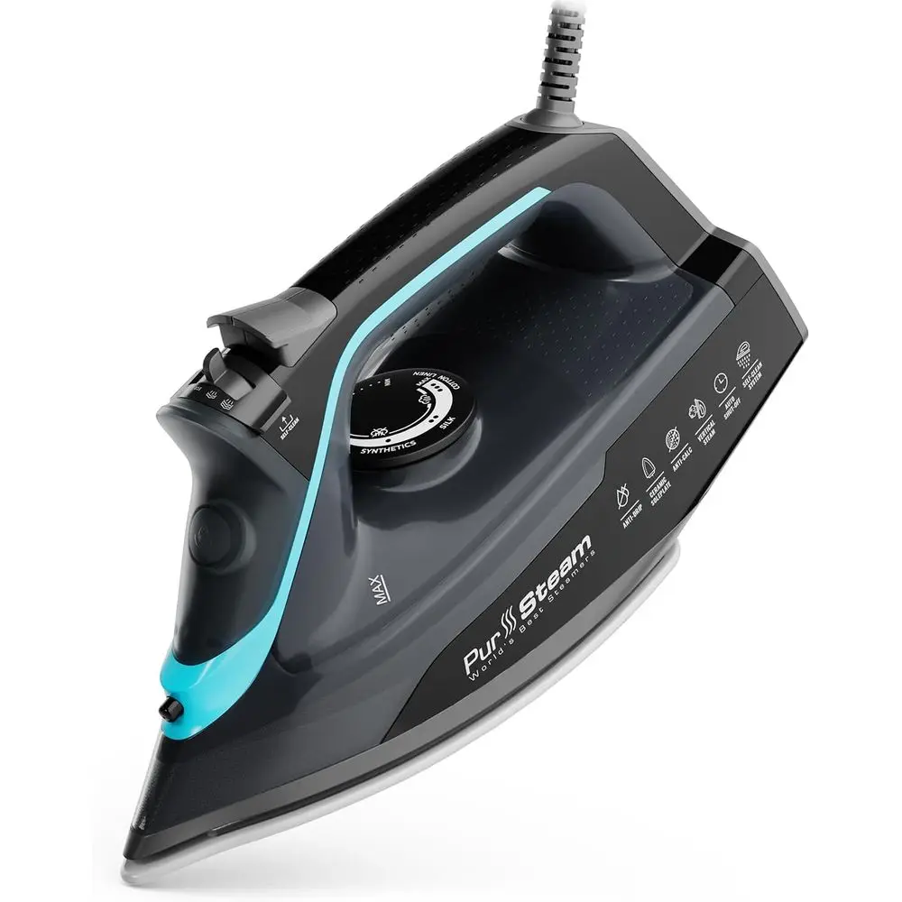 

Powerful 1750W Adjustable Steam Iron with Self-Clean, Anti-Calc, Anti-Drip for All Fabrics