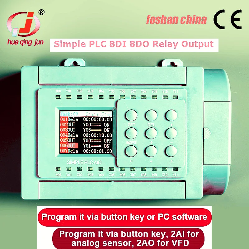 TRANSISTOR Output PLC 8DI 8DO 2AI 2AO 0-20mA 0-10V PROGRAMMBLE LOGIC CONTROLLER NPN Output RS485 Modbus RTU PLC for Fountain