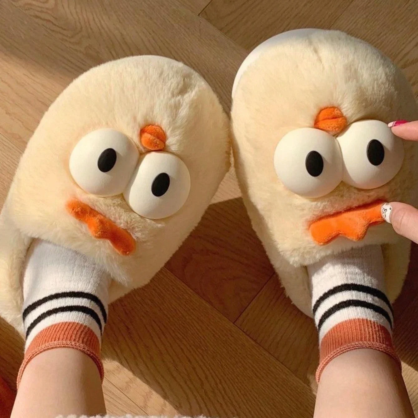 Cute Pullet Winter New Women Slipper Soft Heel Platform Fur Warm Indoor Comfortable Home Fluffy Home Slippers