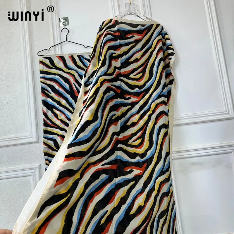 WINYI african dresses for woman maxi dress With A Hijab kaftan Floral Print Batwing  Kaftan Abaya summer Bohemian party dress