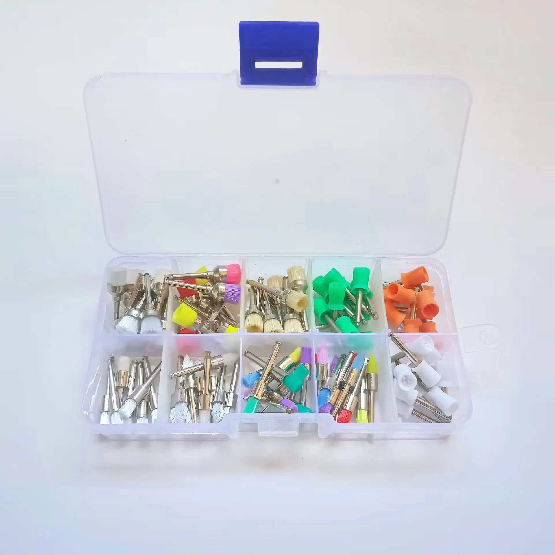 

100pcs/box Colorful Nylon Dental Polishing Brush Polisher Prophy Rubber Cup Latch Nylon Bristles Mix Style Dentist Lab Tool Kit