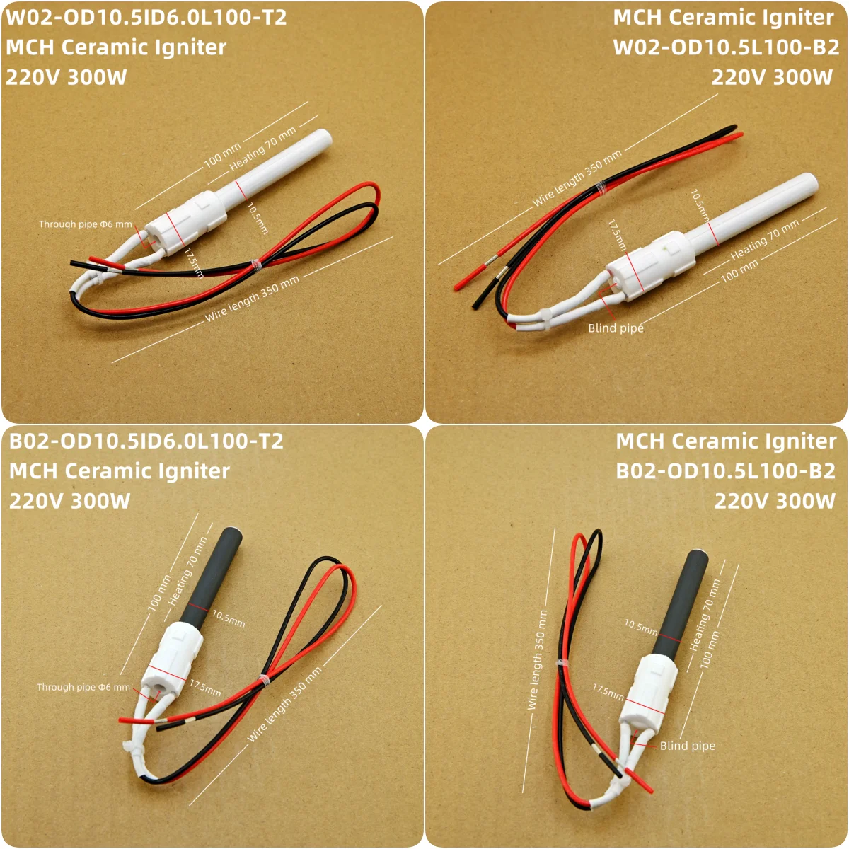 Electronic ceramic Igniter 230V300W wood chip particle oven ignition rod, biofuel heater kitchen accessories oven ignition rod